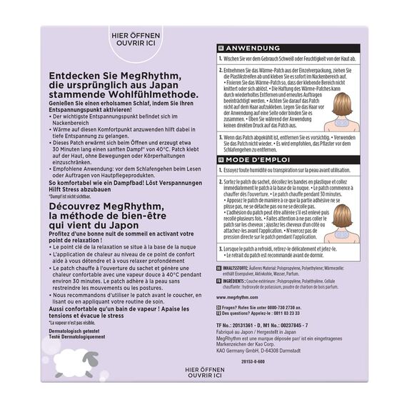 MegRhythm Vorteils-Set - 1x 5 MegRhythm Wärmende Augenmaske und 1x 5 MegRhythm Gute Nacht Wärme-Nackenpflaster - Entspannung für die Augen und den Körper