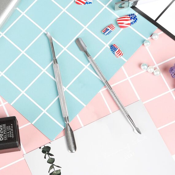 BEZOX 2 PCS Nagelhautschieber, 2 in 1 Profi Nagelschieber Spatel Pusher - Edelstahl Metallspatel Cuticle Pusher für Maniküre, Pediküre