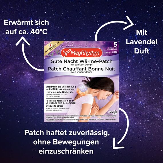 MegRhythm Vorteils-Set - 1x 5 MegRhythm Wärmende Augenmaske und 1x 5 MegRhythm Gute Nacht Wärme-Nackenpflaster - Entspannung für die Augen und den Körper