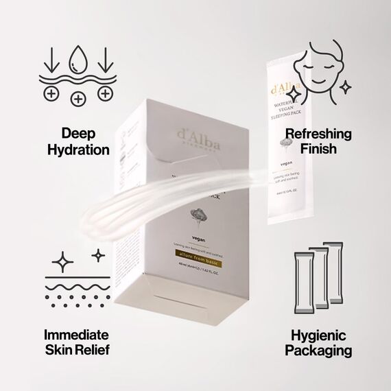 d'alba Italienisches White Truffle Waterfull Vegan Sleeping Pack 12 Stück, nicht abwaschbare Nachtserummaske