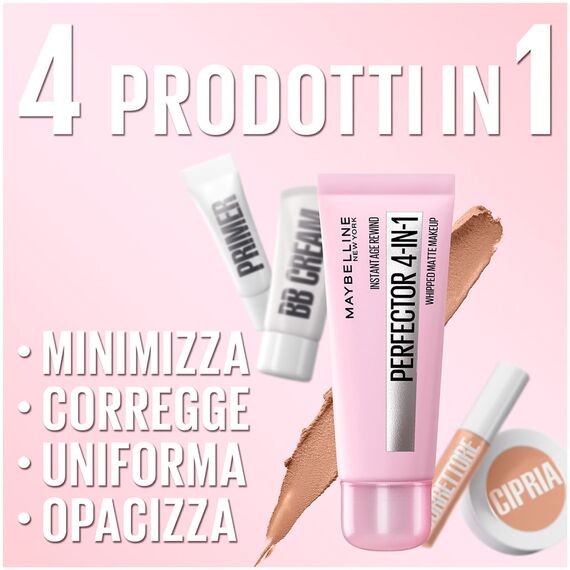 Maybelline New York Instant Age Rewind Perfector 4in1 Perfektionierende Foundation Matte 04 Medium/Deep - Flasche mit 30 ml