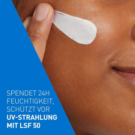 CeraVe Feuchtigkeitscreme für das Gesicht mit LSF 50, Creme für trockene bis sehr trockene Haut, Tagescreme mit Hyaluron und 3 essenziellen Ceramiden, 52 ml