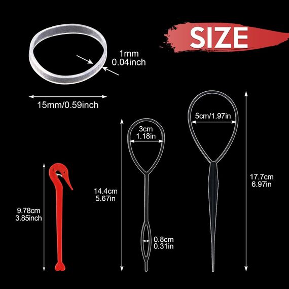 Hanyousheng 1000 Stück Mini Haargummis, Haargummi Klein, Durchsichtige Haargummis, Mit 1 Stück Haarbänder Cutter Entferner+2 Flechthilfe Haare