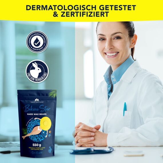 Tress Wellness Waxing Perlen - Für Sensible Haut ohne Wachsstreifen - 550g bis zu 50 mal Waxen - Wachsperlen Haarentfernung Wachs
