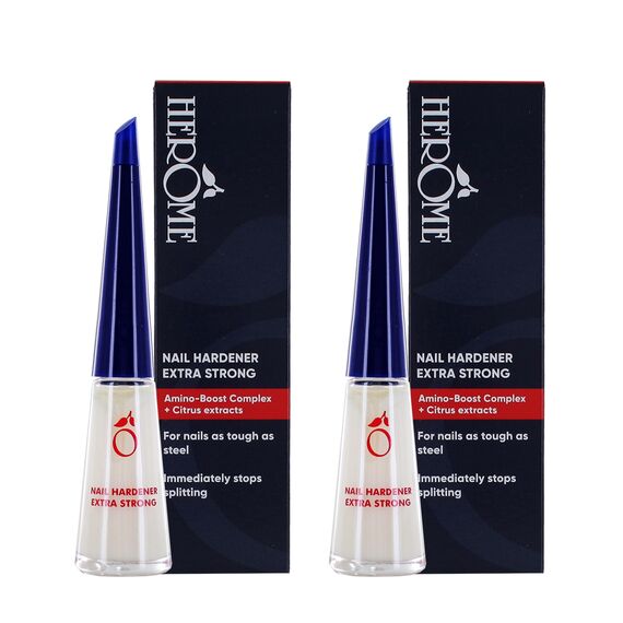 Herome 2-Pack Nagelhärter Extra Stark (Nail Hardener Extra Strong) - Nagelverstärker Garantiert Feste Nägel, Schon nach acht Tagen sind die ersten Ergebnisse spürbar. - 2 * 10ml.