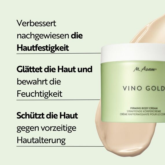 M. Asam VINO GOLD Straffende Körpercreme (500 ml) – reichhaltige Anti-Aging Körperpflege für glatte Haut, verbessert die Hautfestigkeit, mit Aloe Vera, Koffein, Vitamin E & B3, vegan