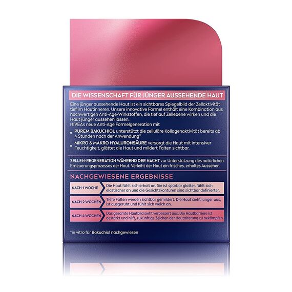 NIVEA Cellular Expert Lift Multi-Effekt Anti-Age Nachtpflege, feuchtigkeitsspendende Nachtcreme für eine jünger aussehende Haut, Anti-Age Gesichtscreme mit Hyaluronsäure (50 ml)