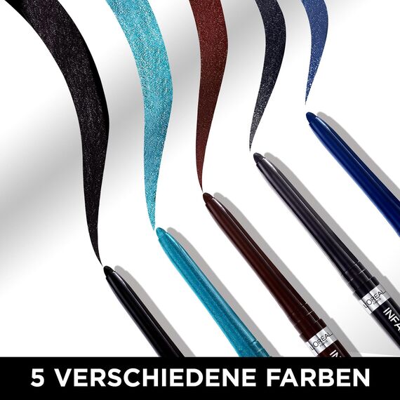 L'Oréal Paris Wasserfester Eyeliner mit Gel-Formel und integriertem Schwamm für gelungene Smokey Eyes, 36h Halt, Infaillible Gel Automatic Grip Liner, Blue Jersey (Blau), 1 Stück