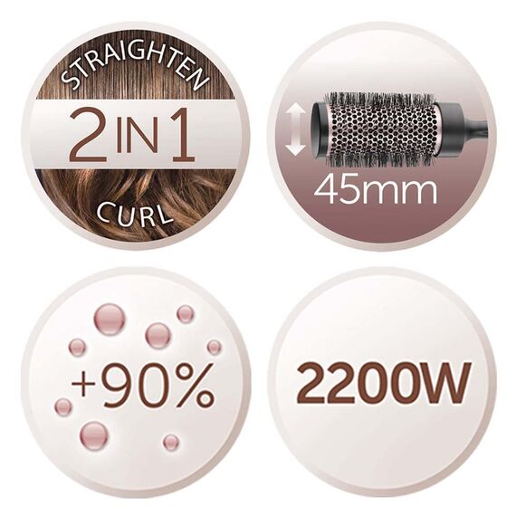 Remington Haartrockner Ionen [Locken & Wellen & Glatt] Curl-Straight (2200W, inkl 3 Stylingaufsätze: konisch & Locken-Stylingdüse & Diffusor, 45mm Rundbürste & Klammern, 3 Heiz-& 2 Gebläsestufen)D5707