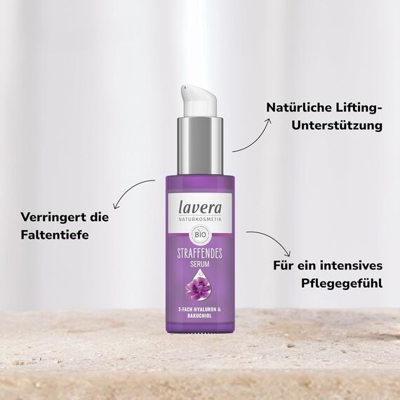 lavera Straffendes Serum - vegan - Naturkosmetik - 3-fach-Hyaluron & und dem Power-Wirkstoff Bakuchiol - ohne Nanopartikel - ohne Alkohol - Feuchtigkeit und Pflege - 30 ml (1 Stück)