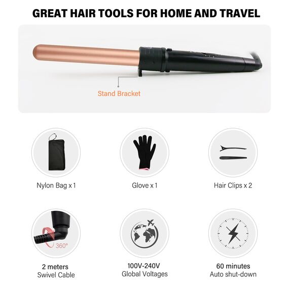 5 in 1 Lockenstab Set - janelove 10-32mm Keramik Lockenstab mit Verschiedenen Aufsätzen für Große und Kleine Locken, 2 Einstellbare Temperatur Lockenwickler Kit mit Handschuhe & Nylontasche (Roségold)
