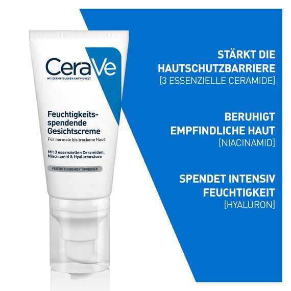 CeraVe Feuchtigkeitsspendende Nachtcreme für normale bis trockene Haut, mit 3 essentiellen Ceramiden und Hyaluron 2x 52 ml