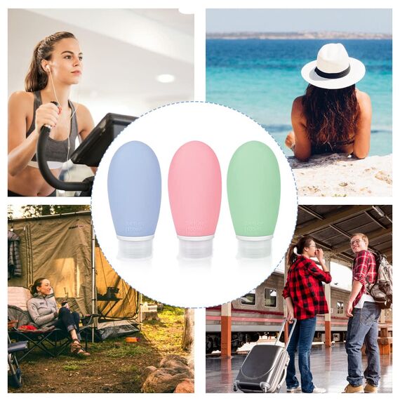 Opret 100ml Silikon Reiseflaschen Set, 3 Stück Auslaufsicher Nachfüllbare Portable Reise Container für Shampoo Creme Spülung, BPA-frei und TSA-geprüft