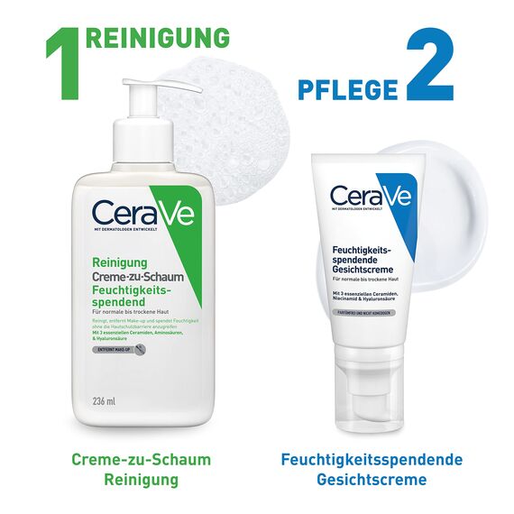 CeraVe Feuchtigkeitsspendende Nachtcreme für normale bis trockene Haut, mit 3 essentiellen Ceramiden und Hyaluron 2x 52 ml