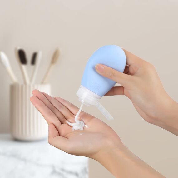 Opret 3 Stück Silikon Reiseflaschen Set, 60ml Auslaufsicher Nachfüllbare Portable Reise Container für Shampoo Creme Spülung, BPA-frei und TSA-geprüft