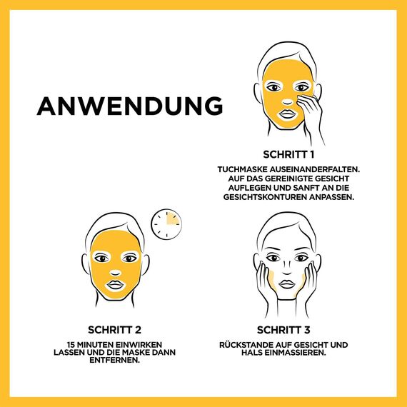 Garnier Feuchtigkeitsspendende Tuchmasken für sensible Haut, Mit Hyaluronsäure und Vitamin C, Für strahlende Haut und einen Glow-Effekt, SkinActive, 5 x 1 Masken