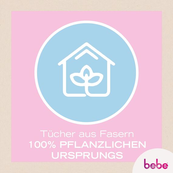 bebe Erfrischende Reinigungstücher (6 x 25 Tücher), milde Abschminktücher mit Rosenwasser, Make-up Entferner aus Fasern 100% pflanzlichen Ursprung, Gesichtsreinigung für normale Haut, vegan*