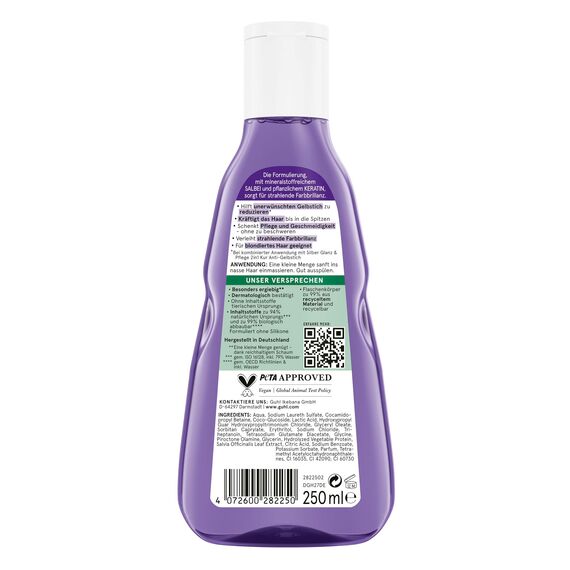 Guhl Silberglanz & Pflege Shampoo - Inhalt: 250 ml - Anti-Gelbstich und Pflege für graues und blondes Haar