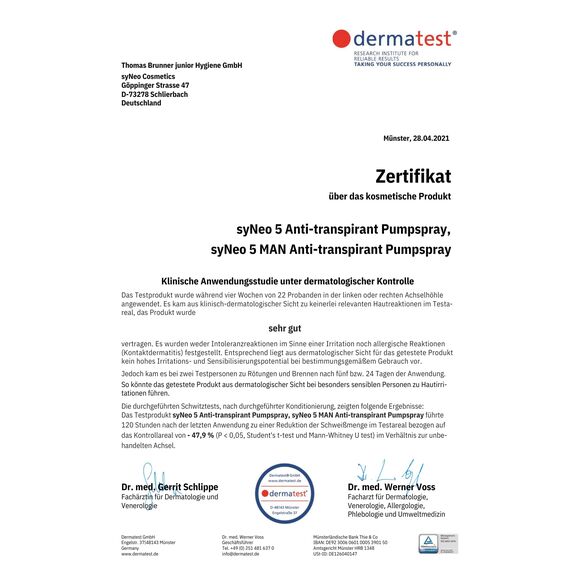 syNeo 5 Antitranspirant Deo Pumpspray – 5-Tage-Wirkung – gegen starkes Schwitzen, Schweiß & Geruch – dermatologisch getestet – für Damen & Herren – Made in Germany – 6er Pack (6 x 30 ml)