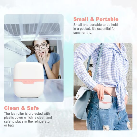 Leeshine Eisroller für Gesicht und Augen - Gesichtspflege Werkzeuge mit 2 in 1 Roller und Reiseetui zur Reduzierung von Schwellungen und Linderung von Migräne, Schmerzen Frauen Geschenk (Pink)