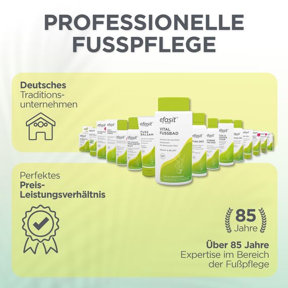 efasit Fußschaum Trockene Haut - intensive Feuchtigkeit dank Fußcreme mit 10% Urea und Allantoin für trockene Füße, Diabetiker geeignet, zieht schnell ein, 125 ml