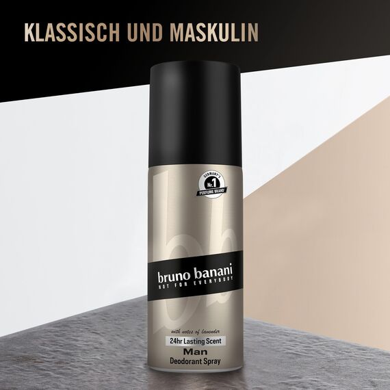 bruno banani Körperspray für Herren, 150 ml, Flüssigkeit, Lavendel