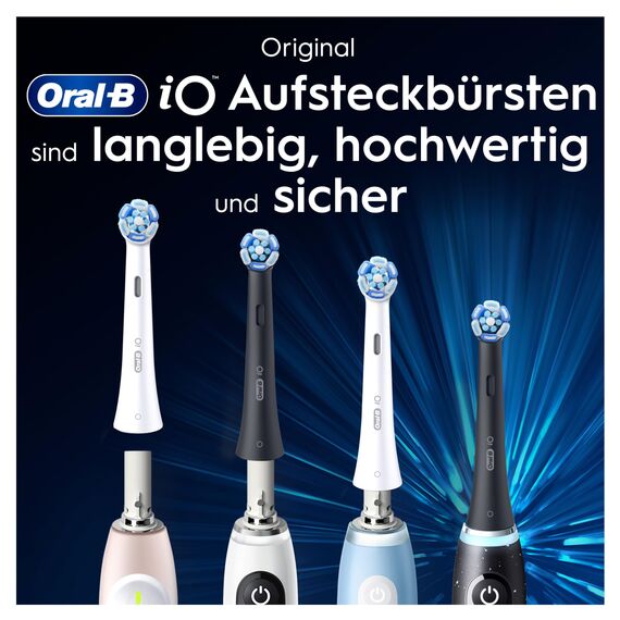 Oral-B iO Ultimative Reinigung Aufsteckbürsten — ORIGINAL Zahnbürstenaufsatz für Elektrische Oral-B iO Zahnbürsten — Ersatzbürsten, Bürstenköpfe — Tiefenreinigung & Plaqueentfernung — Schwarz, 8 Stück