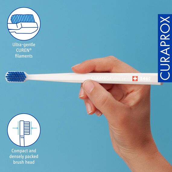 Curaprox CS 5460 Ultraweiche Zahnbürste - Zahn- und Zahnfleischpflege für Erwachsene / Superweiche Curen®-Borsten für sanfte Reinigung / Weiss | Dunkelblau | Pink | Hergestellt in der Schweiz