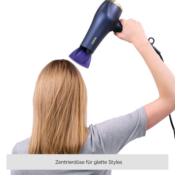 BaByliss Haartrockner Midnight Luxe – Leistungsstarker 2300W Föhn, Anti-Frizz Ionen-Technologie, schnelles Trocknen, professionell und leicht, 3 Heizstufen & 2 Geschwindigkeitsstufen, 5781PE