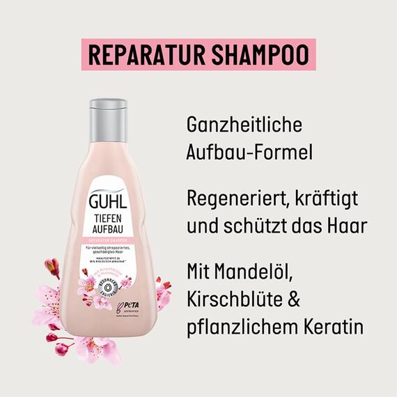Guhl Tiefen Aufbau Shampoo - Inhalt: 250 ml - Reparatur für geschädigtes Haar - Haartyp: vielseitig strapaziert, geschädigt - Regeneriert die Haarfaser – Dermatologisch bestätigt