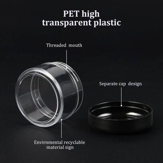 Flintronic 12 Stück Döschen, 50ml Plastik Döschen, Leerdose klarer Tiegel, Cremedose Leer Transparent Tiegel mit Spatel und Etikett，Reise Töpfchen Döschen Set für Mini-Kerzen Kosmetik