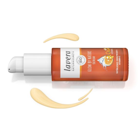 lavera GLOW BY NATURE Serum - Naturkosmetik vegan Q10 & Vitamin C Feuchtigkeitsspendend Anti-Falten vitalisierend straffe Haut PETA-zertifiziert 1 x 30 ml, Orange