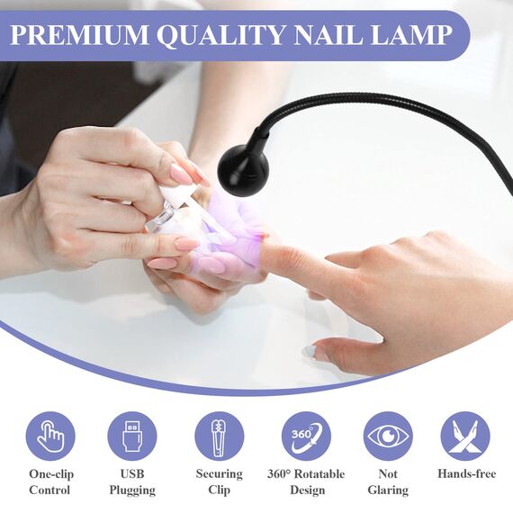 Saviland UV Lampe für Gelnägel – Schwarze Flexibles Design Mini UV Lampe für Nägel mit Sicherungsclip, drehbarer Nageltrockner, Nail Art UV Led Nagellampe (3W) zum Aushärten von Gel Nagellack Nagelgel