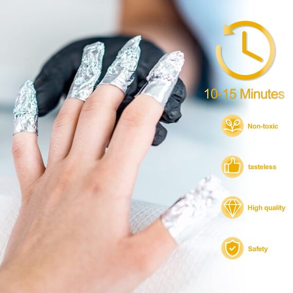 Sularpek 100 Stücke Nail Polish Remover Wraps Pads, Aluminiumfolie Nagellack Remover Pads, Aluminiumfolie Mit Fusselfreien Baumwollwattebäuschen, Hilfsmittel Zum Einfachen Entfernen Von Nagellack