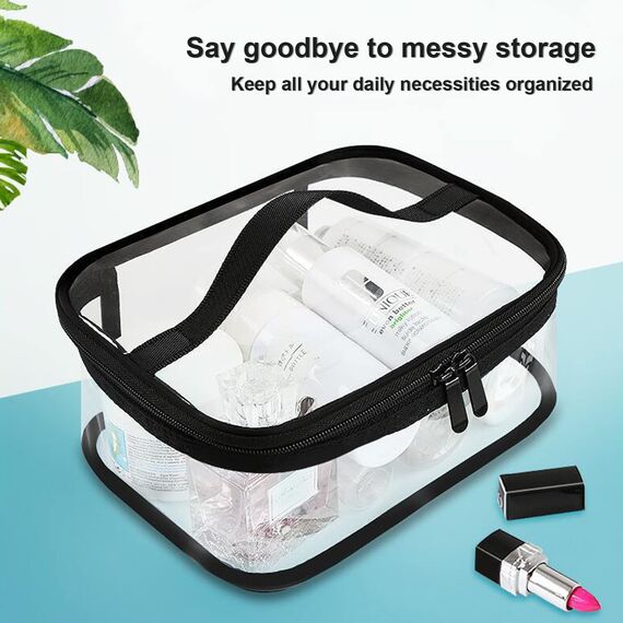 Transparent Kulturtaschen, Kememo 2 Stück Kosmetiktasche Wasserdicht Reise Makeup Tasche Kulturbeutel Reiß Waschtasche mit Griff