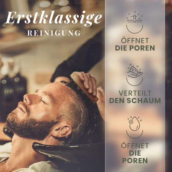 Kopfhaut Massagebürste - (100% Plastikfrei) Shampoo Bürste aus Bambus - Anti-Schuppen Effekt - Zur Kopfmassage beim Duschen - Scalp Massager - inkl. E-Book „Gesunde Kopfhaut“ (Schwarz)