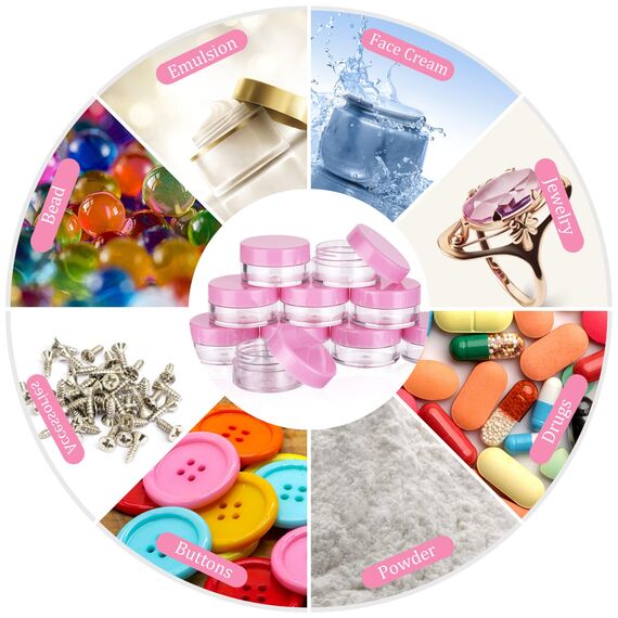 Flintronic 64 Stück Döschen, 5ml Plastik Döschen, Leerdose klarer Tiegel, Cremedose Leer Transparent Tiegel mit Spatel und Etikett，Reise Töpfchen Döschen Set für Mini-Kerzen Kosmetik