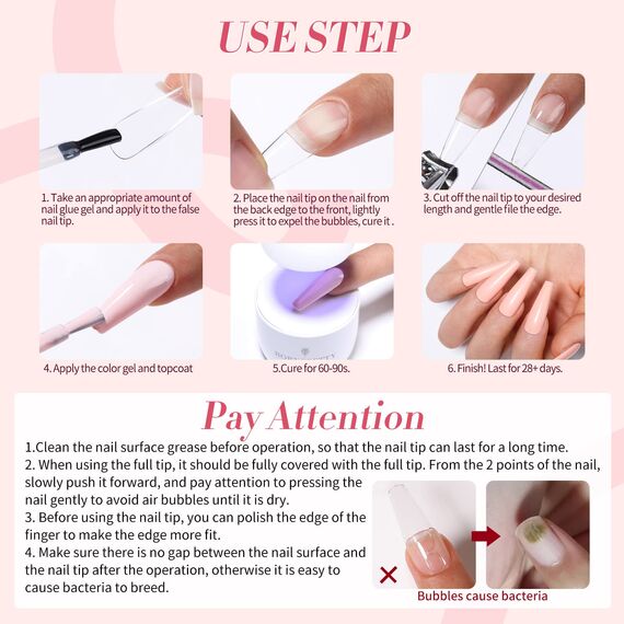 BORN PRETTY 47PCS Gelnägel Starterset Nagelset Nudefarben Weiß Rosa 48W LED Lampe UV Nagellack Set mit UV Lampe Starterset Top Coat Base Gel Gelnägel Maniküre Set Komplett