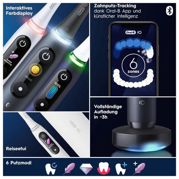 Oral-B iO Series 8 Plus Edition Elektrische Zahnbürste, Electric Toothbrush, PLUS 3 Aufsteckbürsten, 6 Putzmodi für Zahnpflege, Reiseetui, Designed by Braun, Violet Ametrine