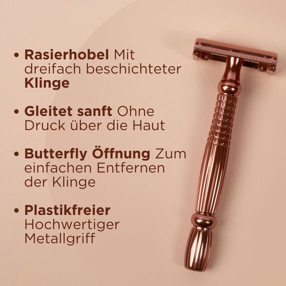 Wilkinson Sword - Intuition Rosé Gold Rasierhobel für Frauen, 15 Ersatzklingen, Plastikfreie Rasur