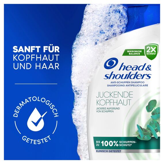 Head & Shoulders Juckende Kopfhaut Anti-Schuppen-Shampoo 300ml, Zur Täglichen Anwendung, Bis Zu 100 Prozent Schuppenschutz, Klinisch Getestet, Für Jeden Haar- Und Kopfhauttyp, Sauberes Frischegefühl