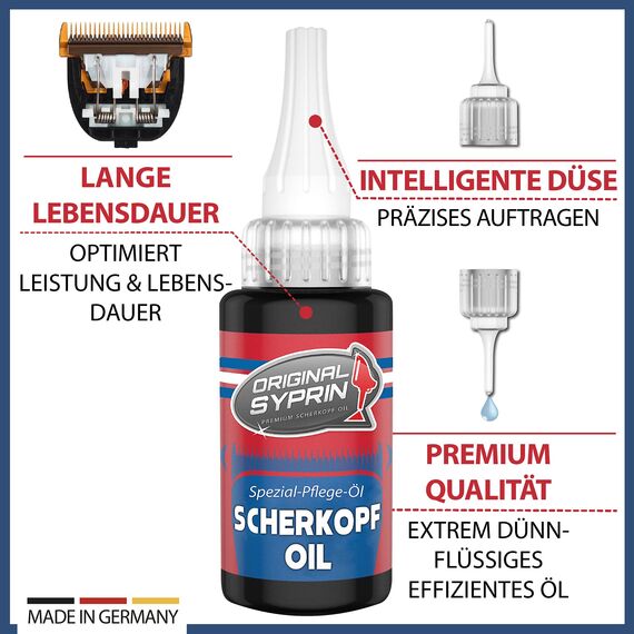 Original Syprin Scherkopf Öl für Haarschneidemaschinen Haarschneider Rasierer Trimmer I Scherkopföl Friseurbedarf Schermaschinenöl Feinmechanik Öl 3er set