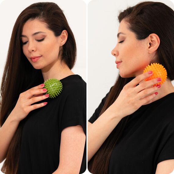 M.S.Lemberg® Igelball Massage Set - Massageball für Reflexzonen, Anti-Stress, Entspannung Geschenk - Noppenball Fußmassage Rücken Nacken Hand Fuß - Ball mit Noppen klein - hart & mittel-weich