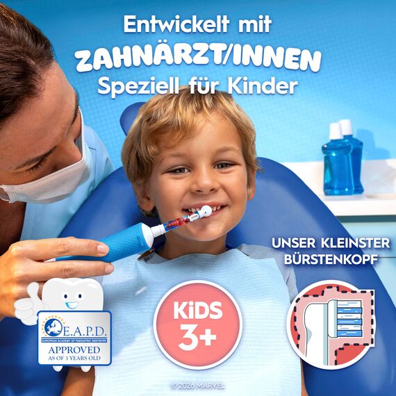 Oral-B Pro Kids Spiderman Aufsteckbürsten — ORIGINAL Zahnbürstenaufsatz für Elektrische Oral-B Pro Kinder Zahnbürste — Ersatzbürsten, Bürstenköpfe ab 3 Jahren — Weiß, 8 Stück
