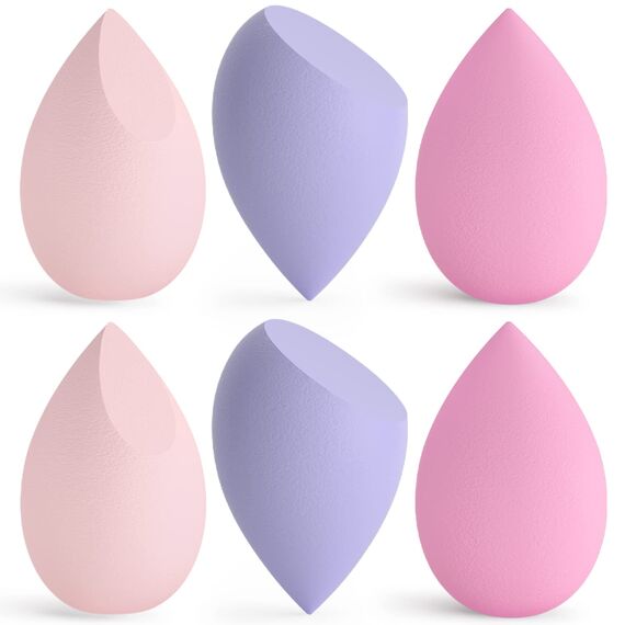 Korintin Make Up Schwamm, 6 PCS Beauty Blender Sponges, Waschbar Latexfrei Cosmetic Schwamm Flawless Foundation Puff Kosmetik Werkzeug, für Flüssigkeit, Creme und Puder,Geschenk für Frauen