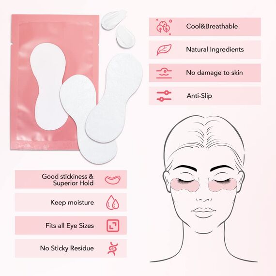 Lunamoon Augenpads für Wimpernverlängerung Wimpern Pads Wimpernverlängerung Pad Eyelash Pad Wimpern Färben Pad Wimpernlifting Pad Eye Gel Patch for Eyelash Extensions 50Paar(Gourd Pink)