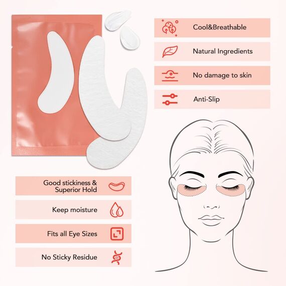 Lunamoon Augenpads für Wimpernverlängerung Wimpern Pads Wimpernverlängerung Pad Eyelash Pad Wimpern Färben Pad Wimpernlifting Pad Eye Gel Patch for Eyelash Extensions 50Paar(Willowleaves Pink)