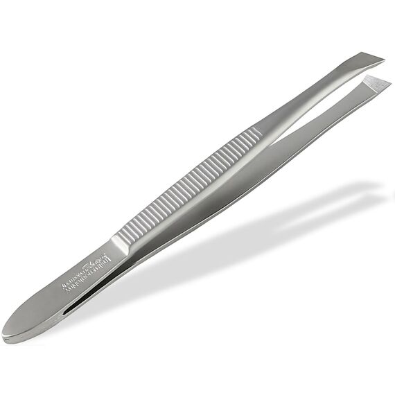 Solinger Zupfpinzette Pinzette aus Rostfreiem Edelstahl Made in Germany Haarzupfpinzette Augenbrauenpinzette zur Gesichtspflege Beauty Pinzette zur Haarentfernung für Damen und Herren (Schräg)