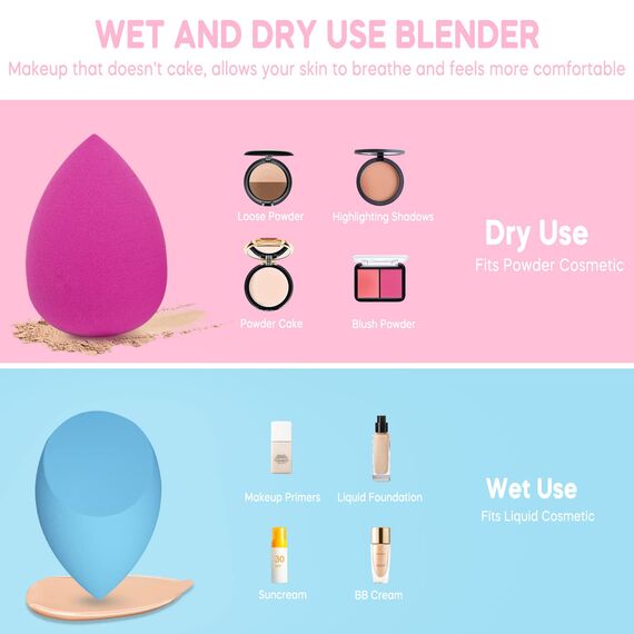 Make Up Schwamm, 10 PCS Beauty Blender Sponges, Waschbar Latexfrei Cosmetic Schwamm Flawless Foundation Puff Kosmetik Werkzeug, für Flüssigkeit, Creme und Puder,Geschenk für Frauen