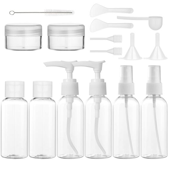flintronic 80ml Leere Reiseflaschen Set, Reiseflaschen zum Befüllen mit Kleinem Trichter, Plastikflaschen Leer Flug Flasche Set, Reiseset Kosmetik Leer für Flugreisen Shampoo Geschäftsreise Lotion